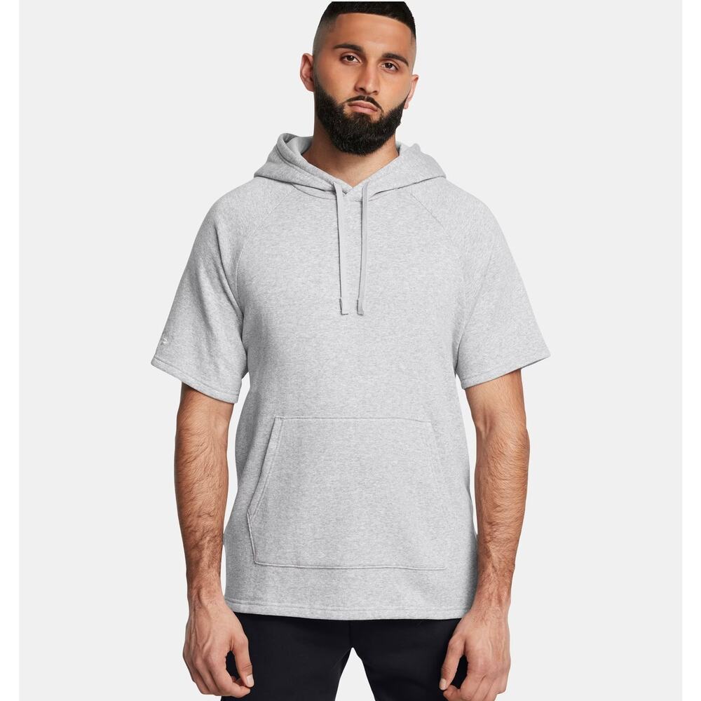Under Armour Gray Rival Fleece Short Sleeve- Large